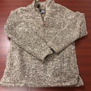 Alpine Sherpa‎ Pullover Fleece 1/4 Zip Sweater Jacket Womens Small Cozy Brown